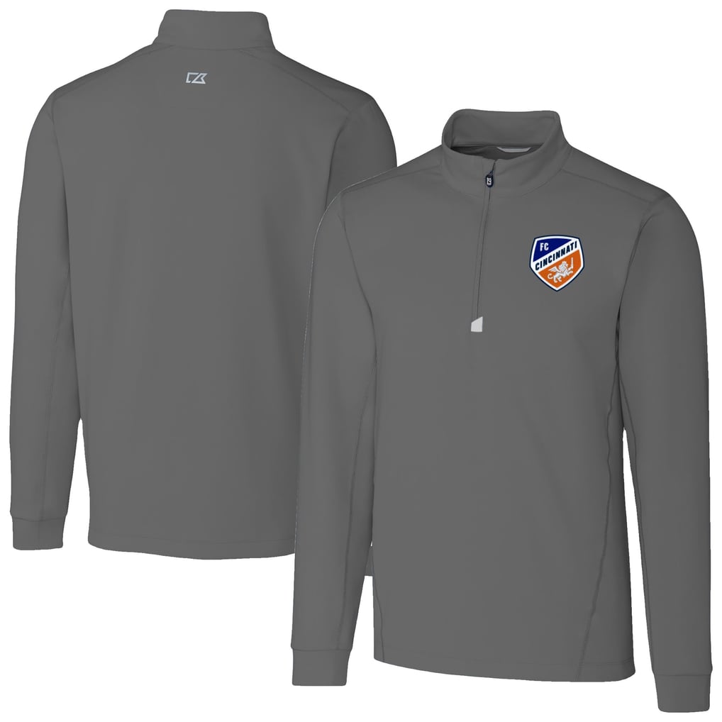  FC Cincinnati Cutter & Buck Traverse Stretch Eco Quarter-Zip Pullover Top - Gray
